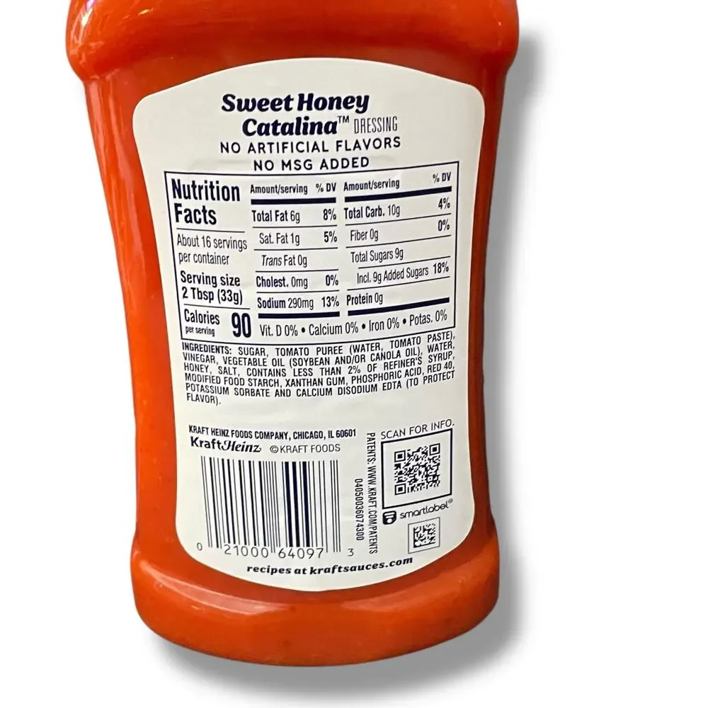Kraft Sweet Honey Catalina Salad Dressing 16 oz Lot of 2 Exp July 2025 Pantry